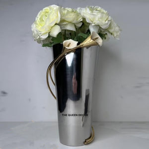 Maceta Decorativa de Metal, Moderna, Estilo Antiguo, Hecha a Mano, Florero de Mesa con Patrón de Hojas Doradas, Florero Moderno para el Hogar - Product Image 6
