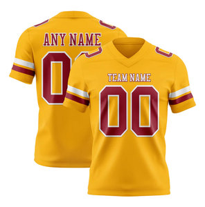 Custom American Football Jersey Gold Maroon V-Neck <b>Mesh</b> Breathable Sublimated Print Team Name Any Name Men's Adult <b>Short</b> Sleeve - Product Image 2