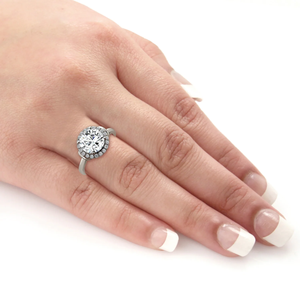 Bague en diamant certifiée IGI, 1,50 ct, taille brillant ronde, couleur F, clarté VS1, style halo, bague solitaire en or blanc 10 carats - Product Image 4