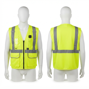 Chaleco de Seguridad de Alta Visibilidad, Transpirable, Ignífugo, de Malla de Poliéster de 120 GSM, Color Naranja Reflectante, con Bolsillos Utilitarios, Logotipo Personalizado, OEM, ODM - Product Image 4