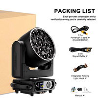 SHEHDS 19x15W RGBW Luz de escenario móvil con zoom DMX512 para DJ