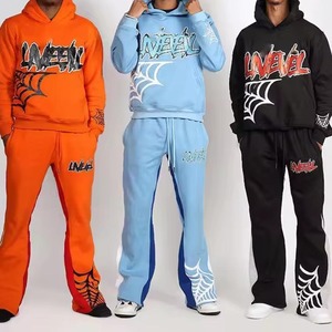 Conjunto Deportivo Holgado Personalizado para Hombres y Niños, de Algodón de Alta Calidad, con Sudadera con Cremallera y Pantalones Acampanados - Product Image 5