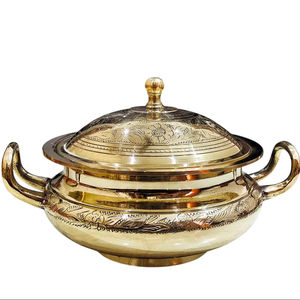 Juego de 3 cacerolas de latón y acero inoxidable de la mejor calidad con elegante estuche térmico para mesas de comedor, hoteles y catering de eventos - Product Image 1