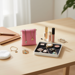 Borsa in tessuto multiuso Ilan 9x12 cm, confezione da 3, colore rosa, per riporre oggetti - Product Image 2