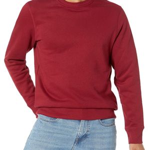 Unisex Crew Neck Pullover <b>Sweatshirt</b> Solid Color Knitted Regular Fit Autumn Casual Wear <b>Red</b> <b>Sweatshirt</b> - Product Image 4