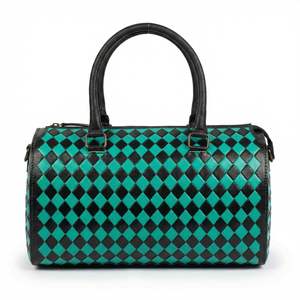 กระเป๋าเดินทางสุดหรูแบบสปีดดี้ดัฟเฟิลลายตารางสีเทอร์ควอยซ์หนังแท้ 100% งานแฮนด์เมดสั่งทำขายส่งปี 2026 พร้อมลายแกะสลักดอกไม้ - Product Image 1