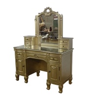 Tabouret de toilette antique avec miroir, ensembles de coiffeuse en bois peint en acajou, ensembles de commodes en bois pour meubles de style européen