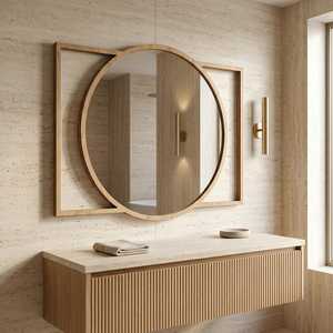 Modern Geometric Wooden <b>Wall</b> <b>Mirror</b> Center <b>Rectangular</b> Frame Decorative Accent <b>Mirror</b> Handmade Eco-Friendly for Home Interior - Product Image 4