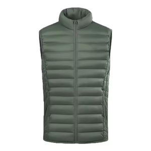 Gilet matelassé décontracté pour homme - Couleur unie, respirant, fermeture éclair épaisse, tissu peigné polyester/nylon, usage extérieur - Product Image 1