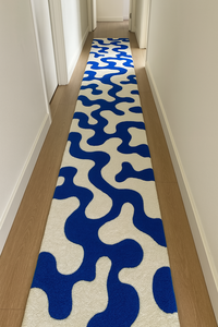 handmade luxury <b>carpet</b> blue irregular pattern zig zag geometrical design unique pattern eco friendly for home decor - Product Image 3