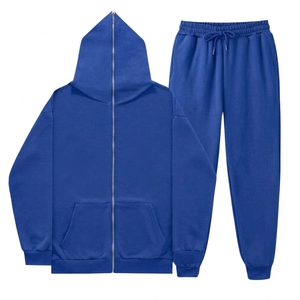 Unisex <b>Brown</b> Hooded Tracksuit Set Full Zipper Casual Solid Color Sweatshirt and <b>Jogger</b> Pants 100% Cotton Midweight Autumn Wear - Product Image 6