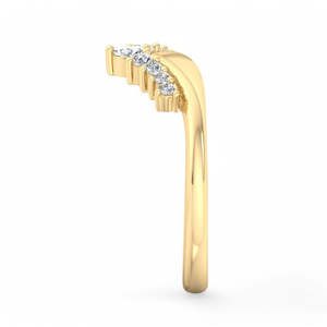 Anillo de Diamantes Cultivados en Laboratorio con Forma de V, Anillo de Boda Apilable de Oro de 14K y 18K con Racimo de Diamantes Redondos en Forma de Pera para Mujer - Product Image 4