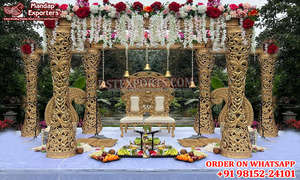 Grand mariage indien en fibre sculptée Maharaja Mandap mariage indien traditionnel et chic Mandap décor de mariage hindou Kalyanam Mandap - Product Image 3