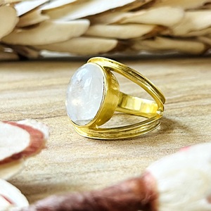 Unique Design Moonstone <b>Rings</b> Boho Brass <b>Ring</b> Women 18k Gold Plated Minimalist Geometric Band <b>Dainty</b> Jewelry Wholesale/OEM/ODM - Product Image 2