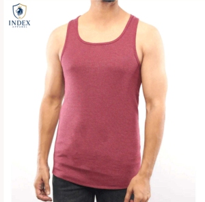 Index Apparel Men's Solid Color Knitted Tank <b>Top</b> O-Neck Casual Sleeveless Vest <b>Maroon</b> - Product Image 1