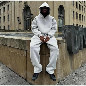 Conjuntos Deportivos al por Mayor, Ropa Urbana de Moda, Sudaderas con Capucha para Hombre, 100% Algodón, Sudadera con Capucha y Pantalones Deportivos Gruesos - Product Image 5