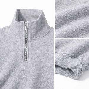 Pull-over court à col zippé pour homme, personnalisé OEM, en coton 100% respirant, lavage enzymatique, imperméable, séchage rapide, pour fitness et gym - Product Image 5