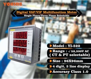 Compteur de puissance numérique triphasé/monophasé Yokins YI-522, AC/5A, 500V, (CT/PT sélectionnable), (Lot de 5) - Product Image 4
