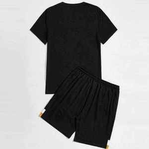 Ensemble short et t-shirt rayé à manches courtes pour homme, été, deux pièces, confortable, haute qualité, logo et design personnalisés, OEM - Product Image 3
