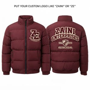 เสื้อแจ็คเก็ตพัฟเฟอร์แบบมีฮู้ด พรีเมียม 300T ผ้าฝ้ายด้านนอก 80 GSM ไส้ใน 200 GSM สีเบอร์กันดี แบบควิลท์ กันน้ำ กันลม ลายพราง - Product Image 1