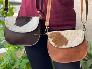 New Arrival Women's Stylish Hair on Hide Fur Leather Handbag Sling Bag Purse Genuine Leather Shopping Bag Cowhide Fur Bag - Product Image 4