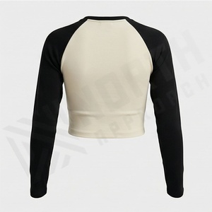 Camisetas Cortas de Verano para Mujer, Personalizadas, de Algodón, Manga Larga Raglán, Ombligo Expuesto, Suaves, Transpirables, Ropa Deportiva, Color Personalizado - Product Image 2