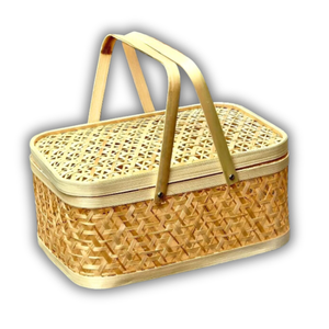 Cesta de Regalo de Bambú Personalizable, Cesta de Frutas con Tapa y Asa, Proveedor de Vietnam, Decoración para el Hogar - Product Image 1