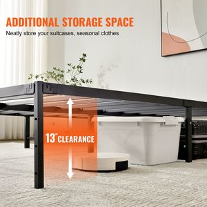 Cadre de lit en métal Queen de 14 pouces, base de matelas robuste avec capacité de charge de 1500 lb, plateforme sans sommier requis - Product Image 5