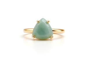 แหวนเงินแท้ 925 จากอินเดีย ประดับพลอยอะความารีนทรงทริลเลียนเจียระไนอย่างดี - Product Image 2