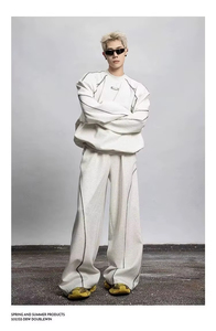 Conjunto de Sudadera con Capucha y Pantalones Acampanados de Algodón 100% con Estampado Personalizado, Lavado Ácido, Estilo Vintage, Ecológico y Transpirable, de Última Moda - Product Image 3