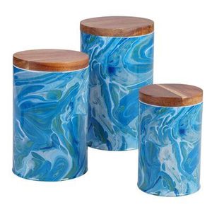 Tarro de Almacenamiento de Madera de Mango Hecho a Mano con Estampado Esmaltado para un Uso Elegante en la Cocina - Product Image 5