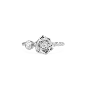 Vivid Rose Flower <b>Diamond</b> <b>Ring</b> Unique <b>Ring</b> Sparkling <b>Ring</b> Round Lab Created <b>Diamond</b> 18K Solid Gold Twist Band Engagement <b>Ring</b> - Product Image 3