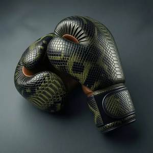 Snake Pattern MMA Boxing <b>Gloves</b> Lightweight Premium PU/Genuine Leather Training & Sparring <b>Gloves</b> with Custom Logo - Product Image 2