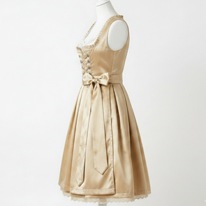 Vestido Dirndl de Encaje Dorado Satinado para Mujer, Traje Tradicional Bávaro de Camarera de Cervecería, Disfraz Personalizado para el Oktoberfest Alemán - Product Image 3
