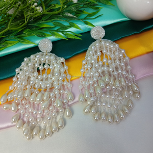 HANSIDON Classic Style Seed Beaded <b>Tassel</b> Resin <b>Earrings</b> Handmade Drop Eye Pendants Big Dangle Indian Wedding Jewelry - Product Image 2