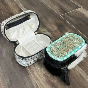 Wholesale Western Design Small Custom Women's Necklace <b>Jewelry</b> Box Earring <b>Case</b> Hand Tooled Leather Travel <b>Jewelry</b> <b>Cases</b> Box - Product Image 4