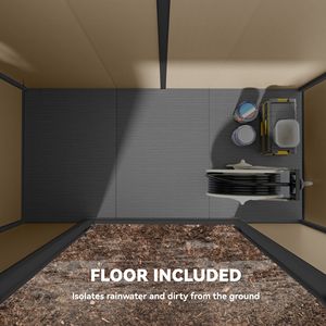 Caseta de Almacenamiento Exterior de Plástico Marrón Claro de 8 x 4 Pies con Puertas con Cerradura, Ventilaciones, Ventana y Piso para Jardín, Patio o Césped - Product Image 5