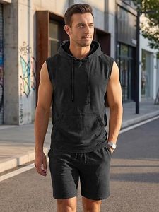 Wholesale Hoodie Shorts Set Custom <b>Tracksuit</b> Unisex Matching Set Summer Cotton Fleece Outfit Casual - Product Image 5