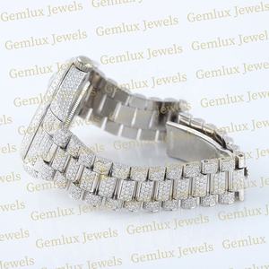 นาฬิกาเพชรหน้าปัดโรมันหน้าปัดเพชรสีขาวประดับเพชรสายสแตนเลส - Product Image 5