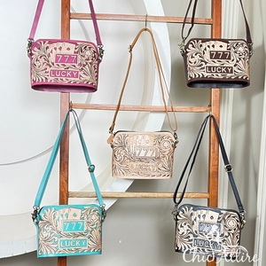 Premium Genuine <b>Leather</b> 777 Lucky Crossbody Bags Hand <b>Tooled</b> Western Design Women Shoulder Bag Vintage Sling Purse for Daily Use - Product Image 1