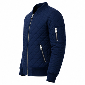Custom Men's Quilted Bomber Jacket Wholesale Diamond Puffer Flight Outerwear Winter Casual <b>Warm</b> Lightweight Manufacturer <b>Coat</b> - Product Image 2