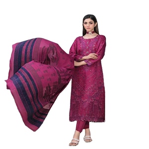 Robe Panjabi élégante en viscose trois pièces pour femmes, belle tenue décontractée pour les fêtes indiennes et pakistanaises - Product Image 1