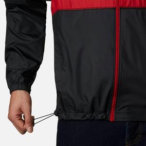 Men Hooded Color Blocking <b>Windbreaker</b> Jacket Red <b>Black</b> Polyester Sporty Autumn Zipper Closure - Product Image 5