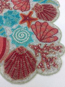 Camino de Mesa en Forma de Corazón con Cuentas Hechas a Mano, Ecológico, Tela Resistente, Colores Rojo/Rosa/Blanco, Grosor de 5mm - Product Image 5