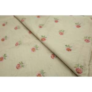 Tissu en soie Moonga brodé floral teignable pour tissu Chanderi MugaTFAB teinté blanc cassé de 44 pouces de large 302 - Product Image 2