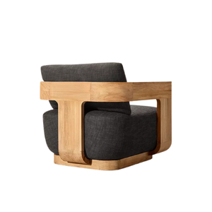 Sillón de Exterior Moderno, Madera de Teca Sólida, Reposabrazos Curvos, Diseño Contemporáneo, Cojín Grueso para Exteriores, Muebles Resistentes a la Intemperie - Product Image 4