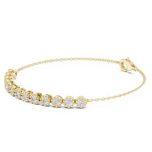 Ensemble de bracelets en diamants ronds cultivés en laboratoire, abordables, en or jaune massif 18 carats, pour usage quotidien, bureau, mariage, fiançailles, pour femmes - Product Image 1