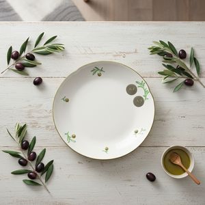 Plato de Porcelana Fina de Primera Calidad 3460986D-25, Nuevo, con Estampado de Rama de Olivo y Fruta - Product Image 2