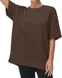 Haut de sport pour femme en jersey respirant, coupe ample, teinture unie, style sportif, 100% coton, manches courtes, confortable - Product Image 2