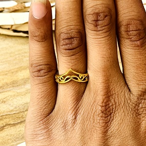 Trendy Design Chevron V Shape <b>Ring</b> Boho Brass <b>Rings</b> For Women 18k Gold Plated Filigree <b>Wave</b> Band <b>Ring</b> For Wholesale/OEM/ODM - Product Image 6
